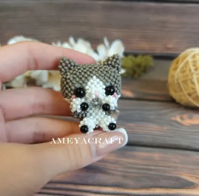 Handmade Beaded Cat Figurine - Unique Beaded Gift — photo 4