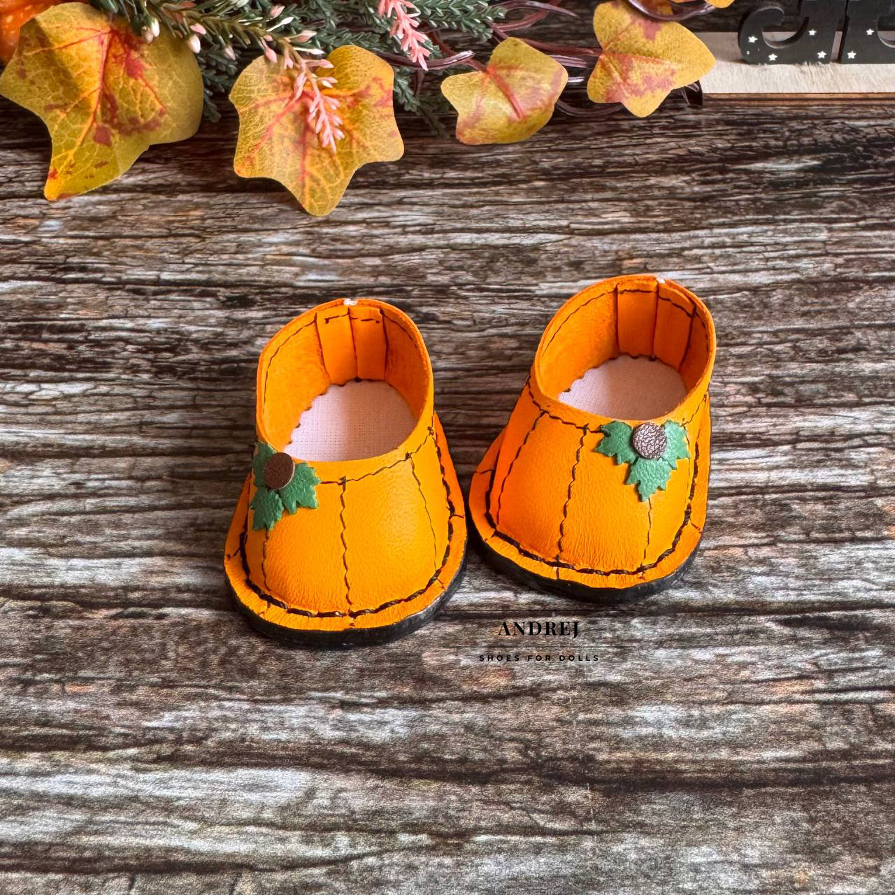 Moppets Meadow Pumpkin Shoes, Halloween Leather Doll Footwear — photo 4