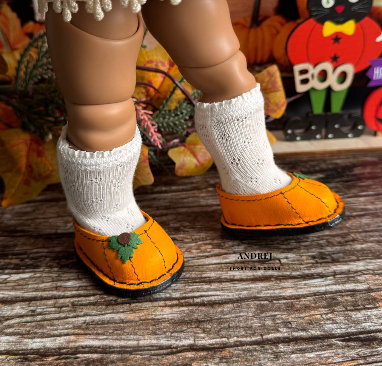 Moppets Meadow Pumpkin Shoes, Halloween Leather Doll Footwear — photo 5