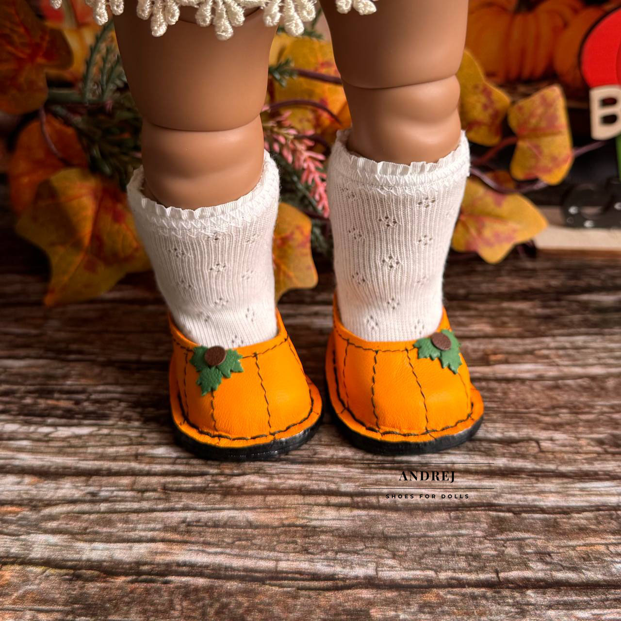 Moppets Meadow Pumpkin Shoes, Halloween Leather Doll Footwear — photo 7