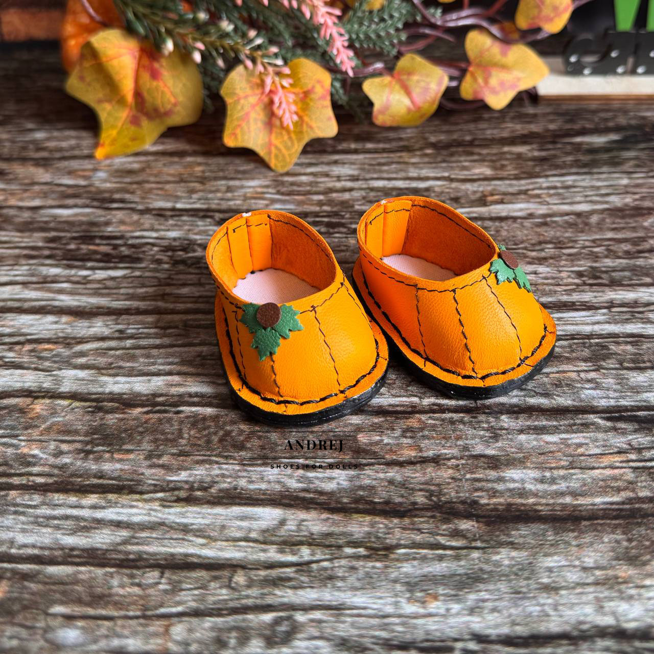 Moppets Meadow Pumpkin Shoes, Halloween Leather Doll Footwear — photo 3
