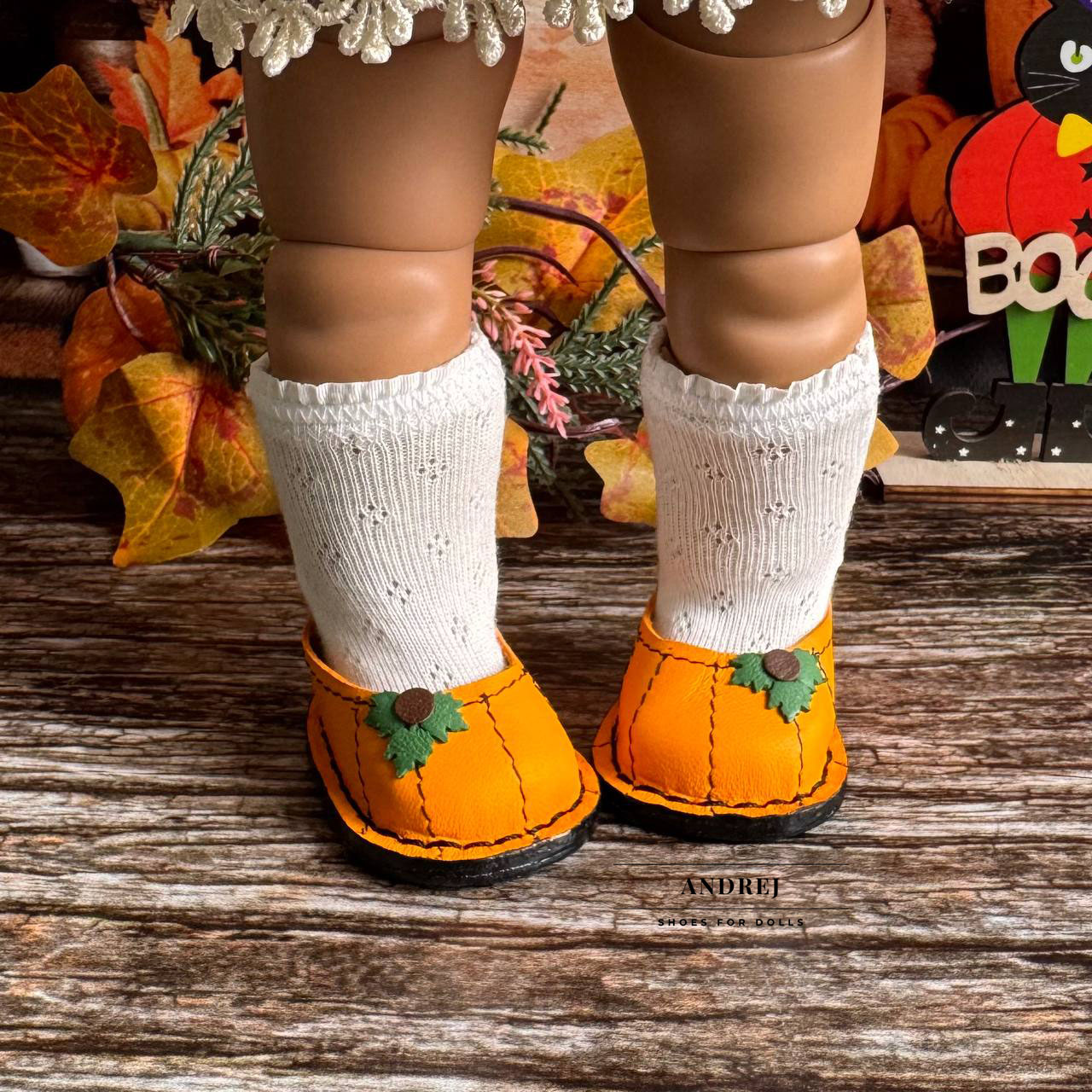 Moppets Meadow Pumpkin Shoes, Halloween Leather Doll Footwear — photo 6