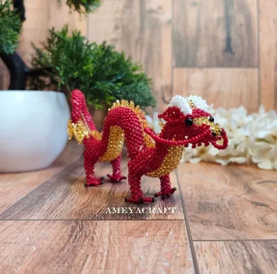 Handcrafted Beaded Chinese dragon Figurine — photo 4