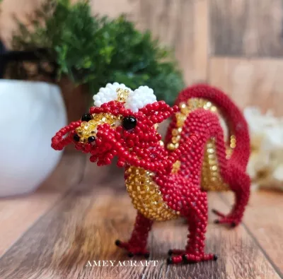 Handcrafted Beaded Chinese dragon Figurine — photo 5