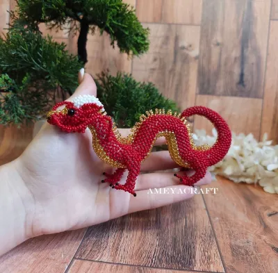 Handcrafted Beaded Chinese dragon Figurine — photo 6