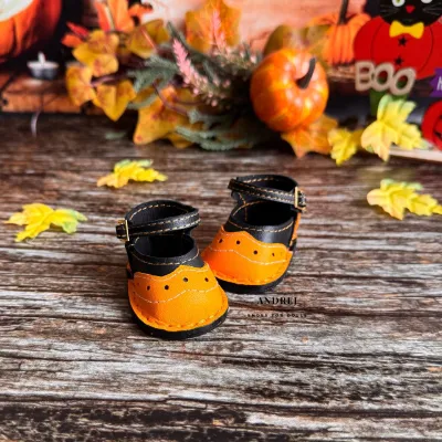 Halloween Leather Doll Shoes for Moppets Meadow Dolls, Miniature Doll Accessories
