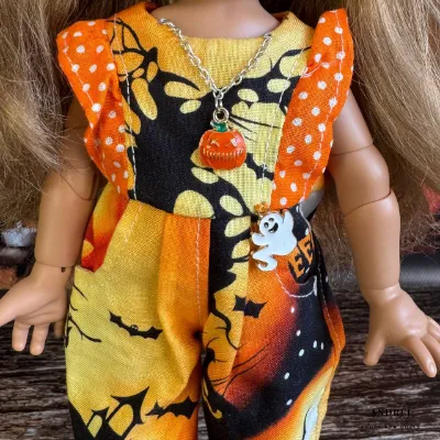 Halloween Doll Outfit for Dumpling Meadow Dolls, Cotton Witch Hat & Romper — photo 6