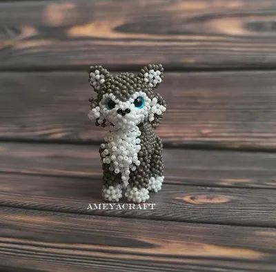 Handcrafted Beaded wolf Figurine — photo 6